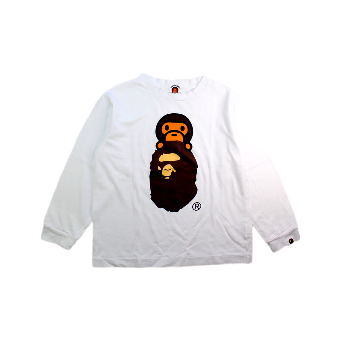 A White Long Sleeve T Shirts from BAPE KIDS in size 7Y for boy. (Front View)