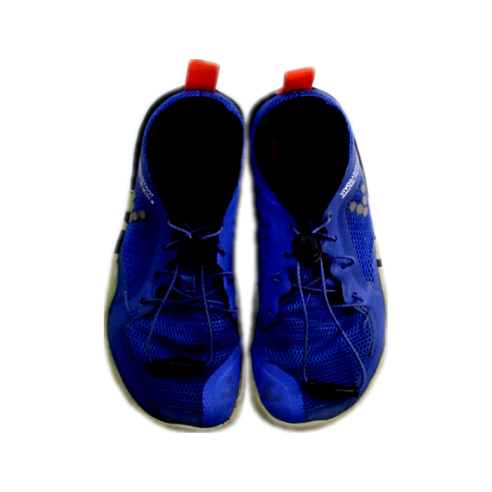 A Blue Sneakers from Vivobarefoot in size 4T for boy. (Back View)