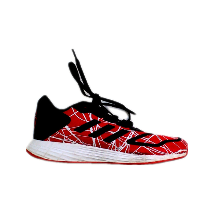 A Red Sneakers from Adidas in size 10Y for boy. (Front View)