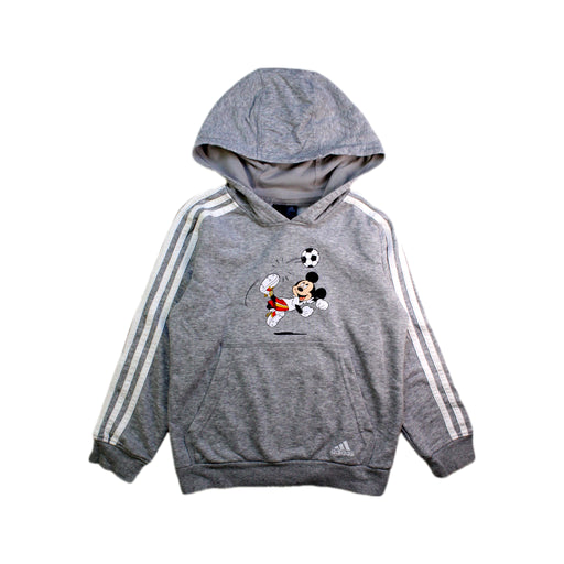 A Grey Hooded Sweatshirts from Adidas in size 7Y for boy. (Front View)