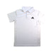 A White Short Sleeve Polos from Adidas in size 10Y for boy. (Front View)