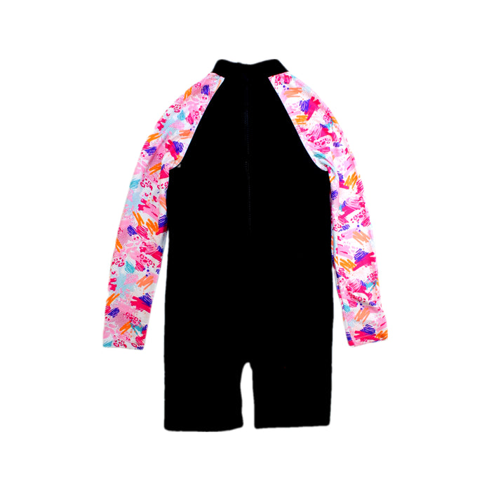 A Black Rash Guards from Arena in size 4T for girl. (Back View)