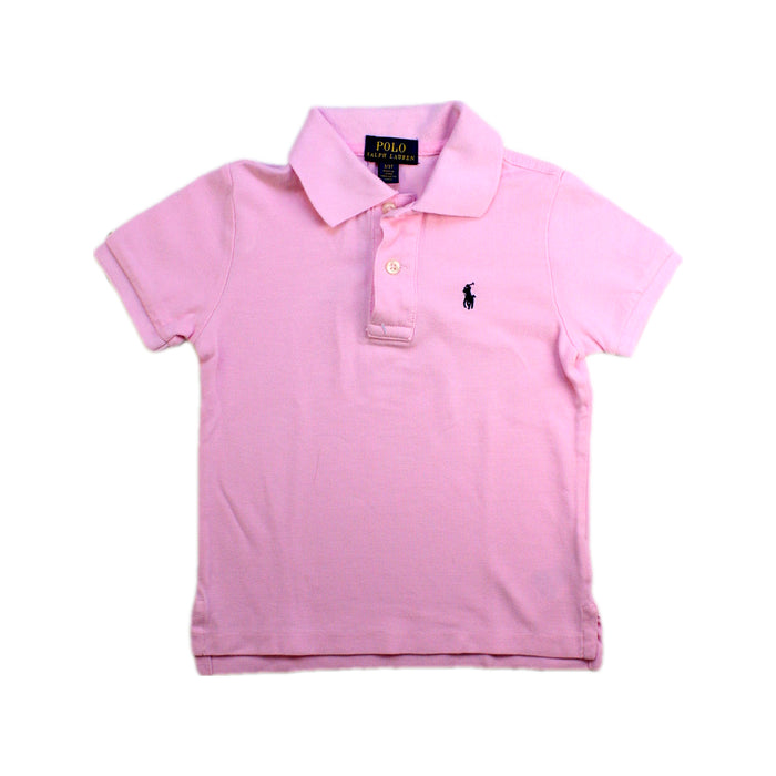 A Pink Short Sleeve Polos from Polo Ralph Lauren in size 3T for boy. (Front View)