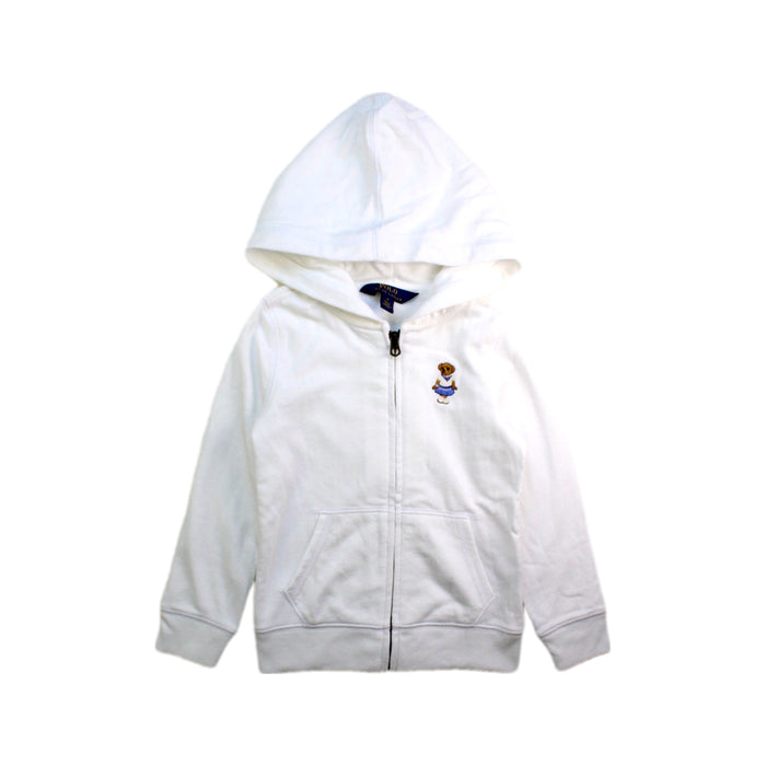 A White Hooded Sweatshirts from Polo Ralph Lauren in size 5T for girl. (Front View)