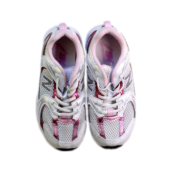 A White Sneakers from New Balance in size 6T for girl. (Back View)