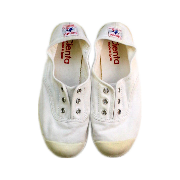A White Slip Ons from Cienta in size 6T for neutral. (Back View)