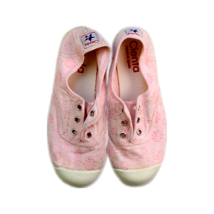 A Pink Slip Ons from Cienta in size 6T for girl. (Back View)