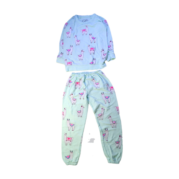 A Blue Pyjama Sets from Chaser in size 6T for girl. (Front View)
