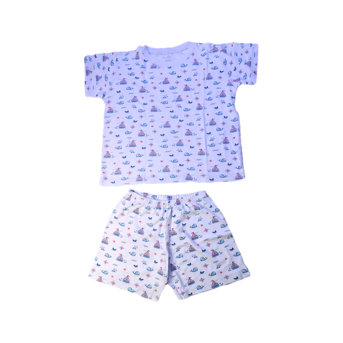 A White Shorts Sets from Kissy Kissy in size 6T for boy. (Front View)