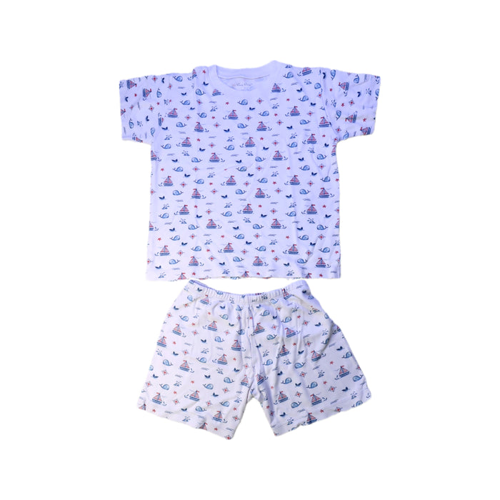 A White Shorts Sets from Kissy Kissy in size 6T for boy. (Front View)