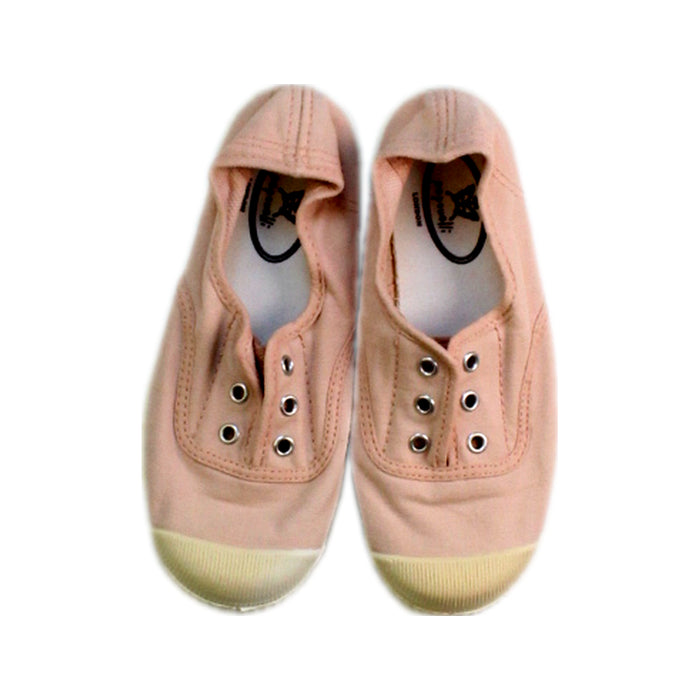 A Peach Slip Ons from Papouelli in size 6T for girl. (Back View)