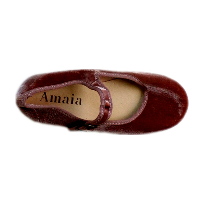 A Burgundy Flats from Amaia in size 6T for girl. (Front View)