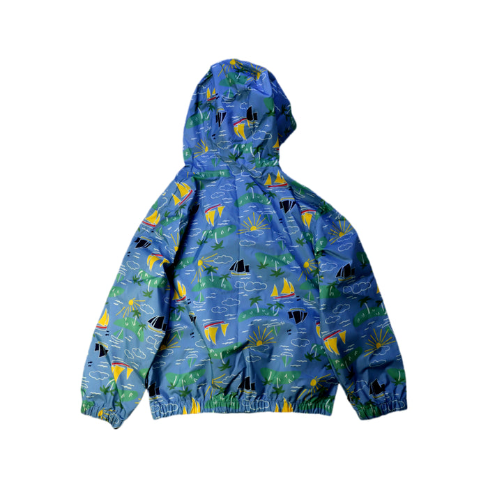 A Blue Rain Jackets from Petit Bateau in size 6T for boy. (Back View)
