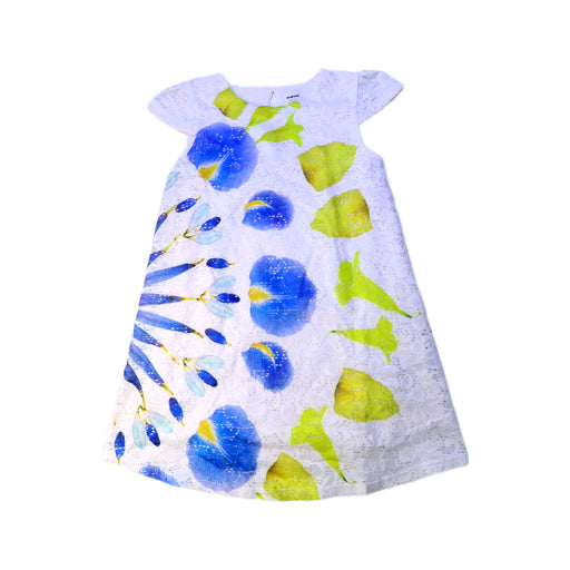 A Blue Short Sleeve Dresses from Desigual in size 5T for girl. (Front View)