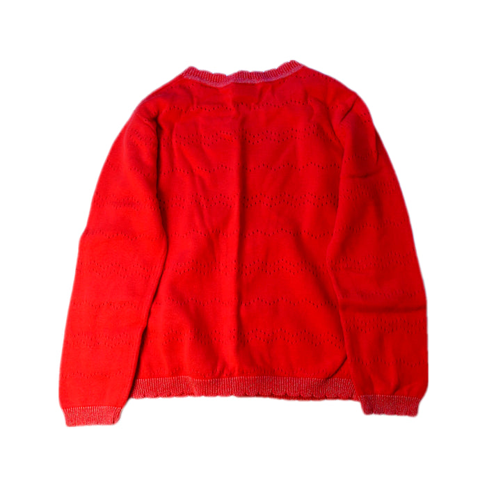 A Red Cardigans from La Compagnie des Petits in size 5T for girl. (Back View)
