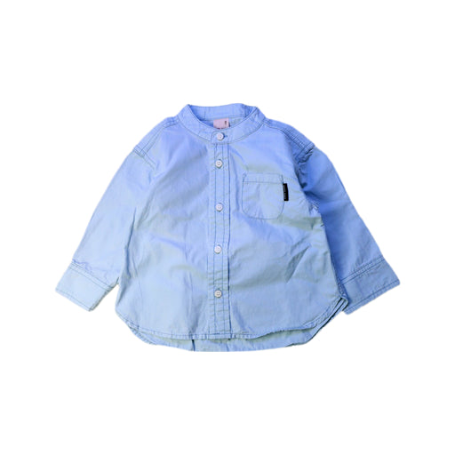 A Blue Long Sleeve Shirts from Petit Main in size 18-24M for boy. (Front View)