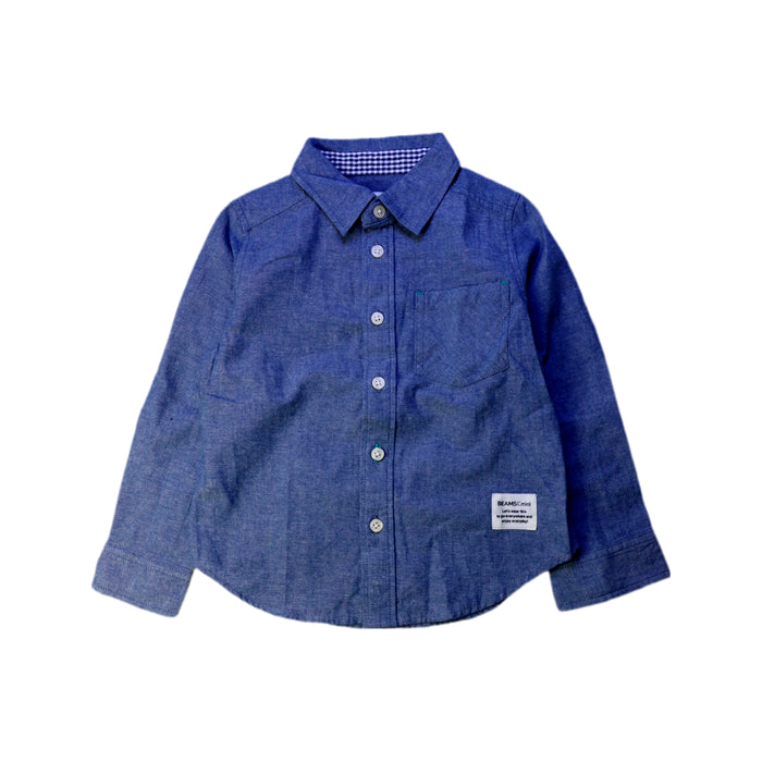 A Blue Long Sleeve Shirts from BEAMS in size 4T for boy. (Front View)