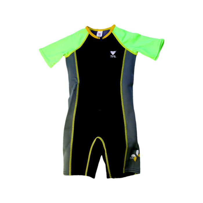 A Black Rash Guards from TYR in size 4T for neutral. (Front View)