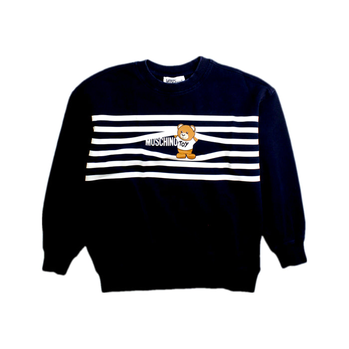 A Navy Crewneck Sweatshirts from Moschino in size 6T for boy. (Front View)
