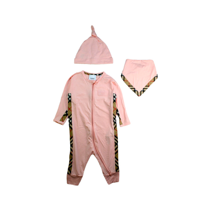 A Pink Gift Sets from Burberry in size 6-12M for girl. (Front View)