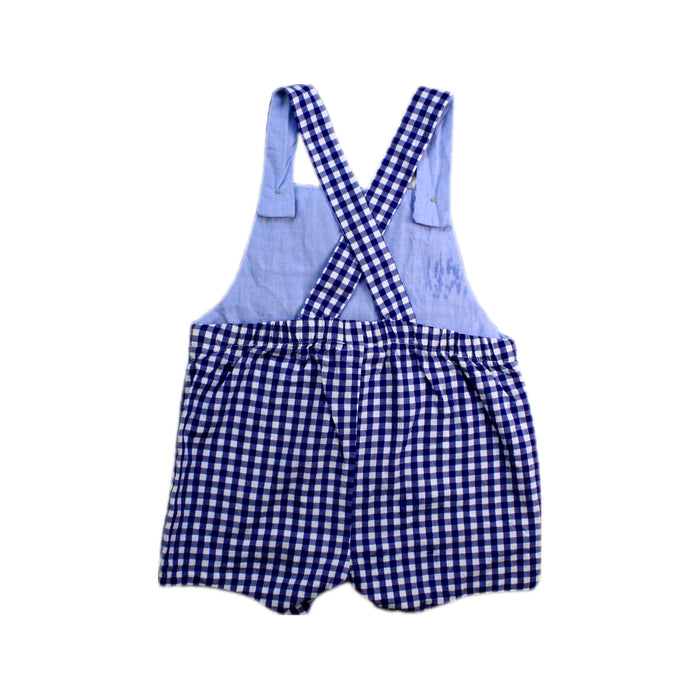 A Blue Overall Shorts from Jacadi in size 6-12M for boy. (Back View)