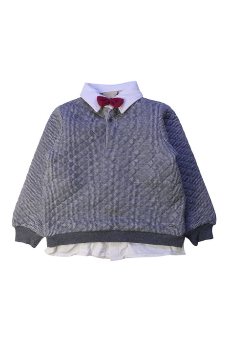 A Navy Buttoned Sweatshirts from Chickeeduck in size 4T for girl. (Front View)