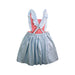 A Blue Sleeveless Dresses from Louise Misha in size 8Y for girl. (Back View)