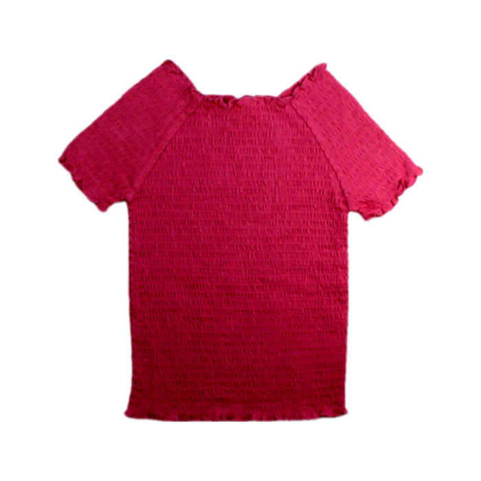 A Pink Short Sleeve Tops from Seed in size 7Y for girl. (Front View)