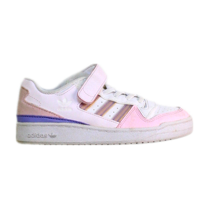 A Pink Sneakers from Adidas in size 7Y for girl. (Front View)