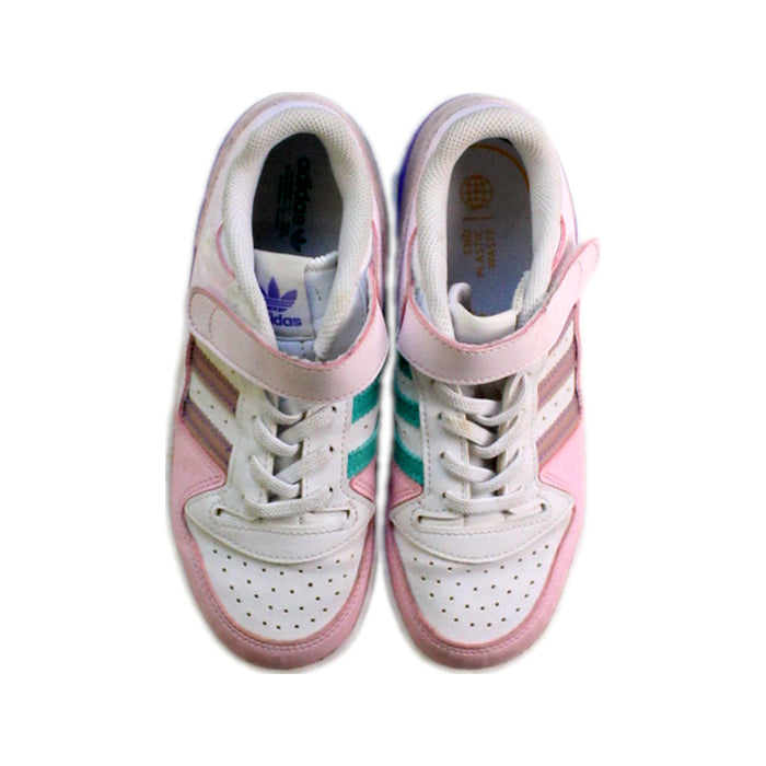 A Pink Sneakers from Adidas in size 7Y for girl. (Back View)