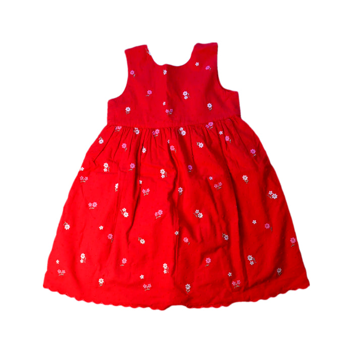 A Red Sleeveless Dresses from Purebaby in size 3T for girl. (Front View)