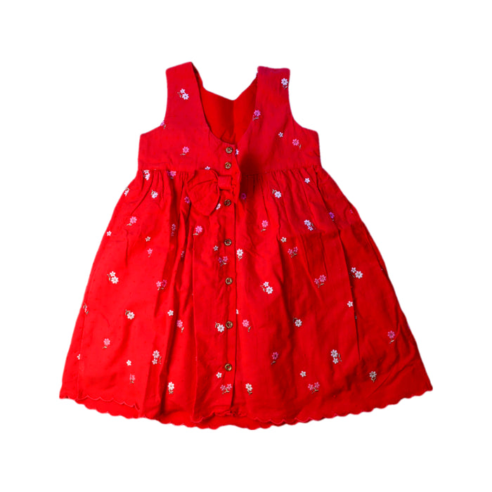 A Red Sleeveless Dresses from Purebaby in size 3T for girl. (Back View)