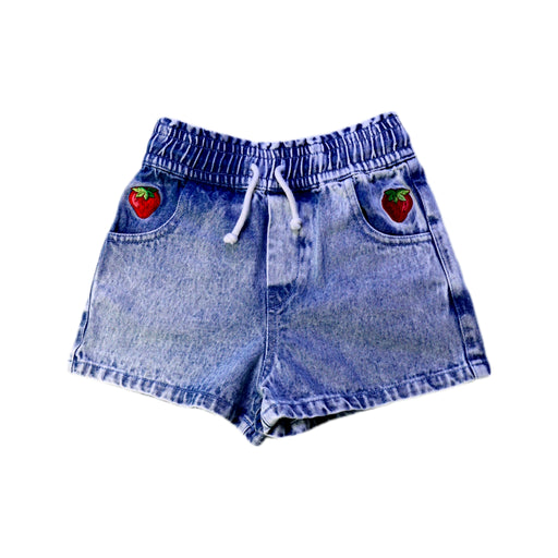 A Blue Shorts from Goldie + Ace in size 2T for girl. (Front View)