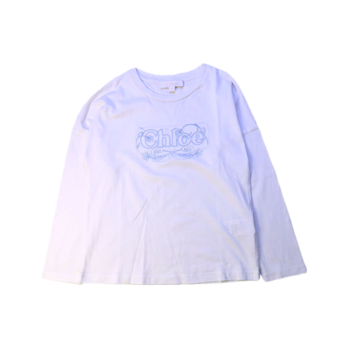 A White Long Sleeve T Shirts from Chloe in size 5T for girl. (Front View)