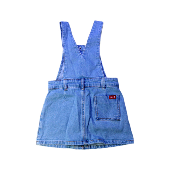 A Blue Overall Dresses from Seed in size 4T for girl. (Back View)