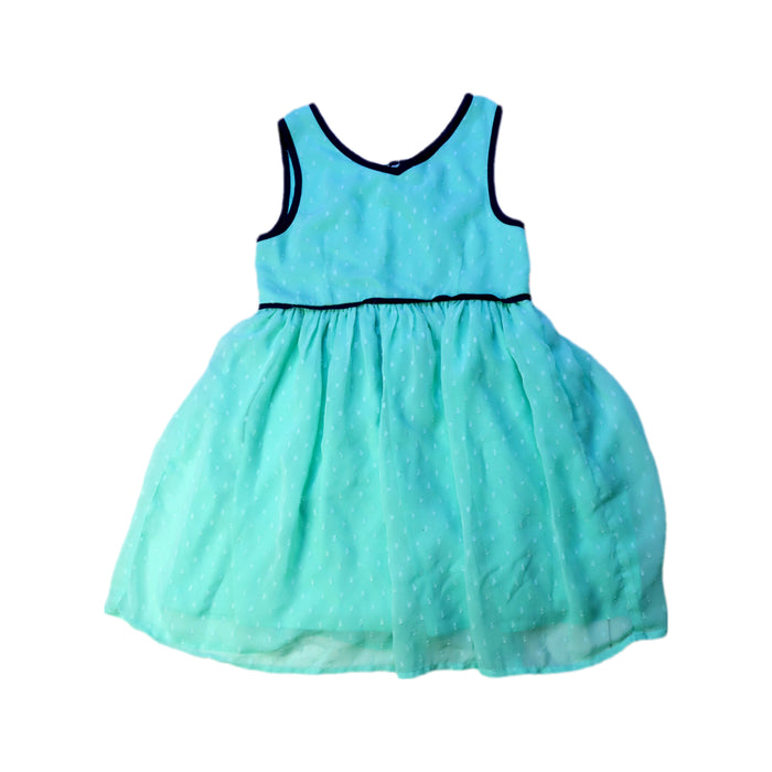 A Teal Sleeveless Dresses from Tommy Hilfiger in size 5T for girl. (Front View)