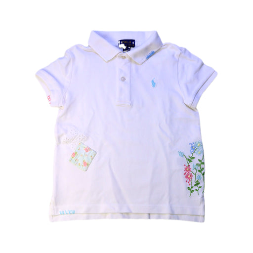 A White Short Sleeve Polos from Polo Ralph Lauren in size 6T for girl. (Front View)