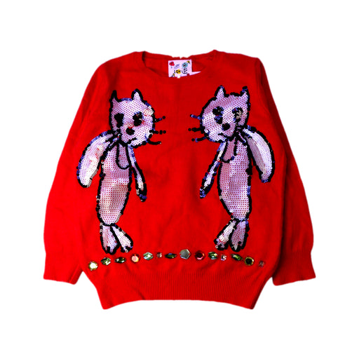 A Red Knit Sweaters from Lovie by Mary J in size 5T for girl. (Front View)