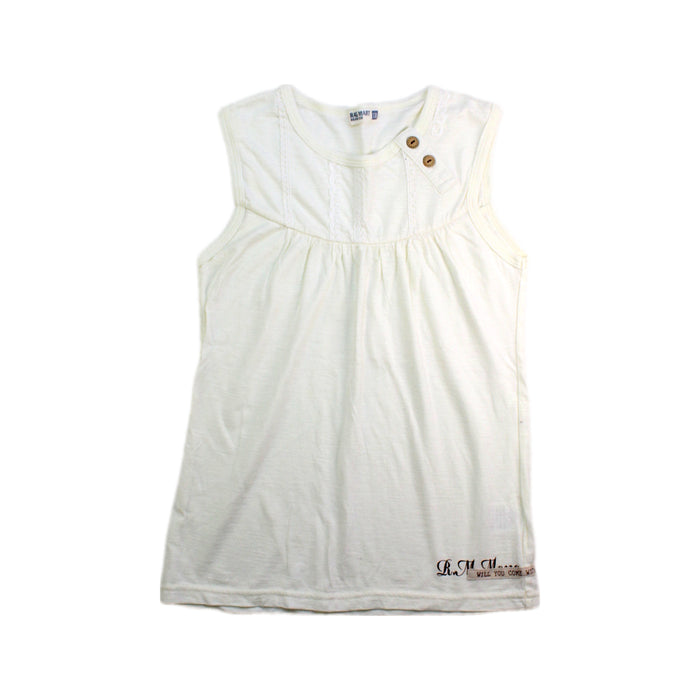 A White Sleeveless Tops from Ragmart in size 7Y for girl. (Front View)
