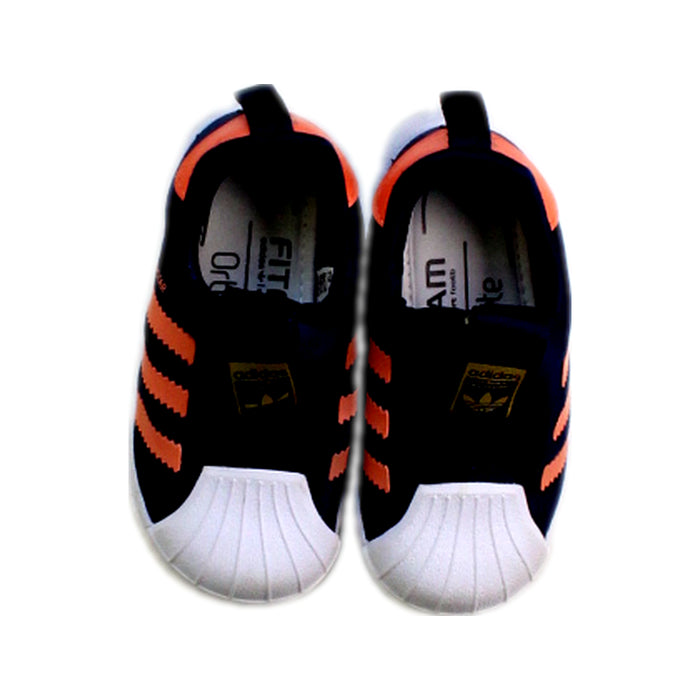 A Navy Sneakers from Adidas in size 12-18M for girl. (Back View)
