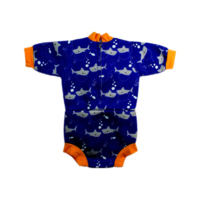 A Blue Floatsuits from Splash About in size 12-18M for boy. (Back View)