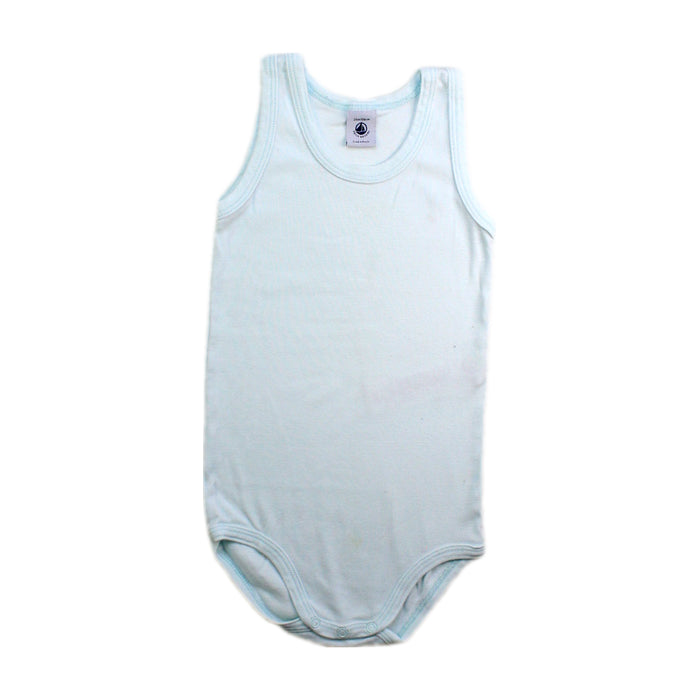 A White Sleeveless Bodysuits from Petit Bateau in size 18-24M for boy. (Front View)
