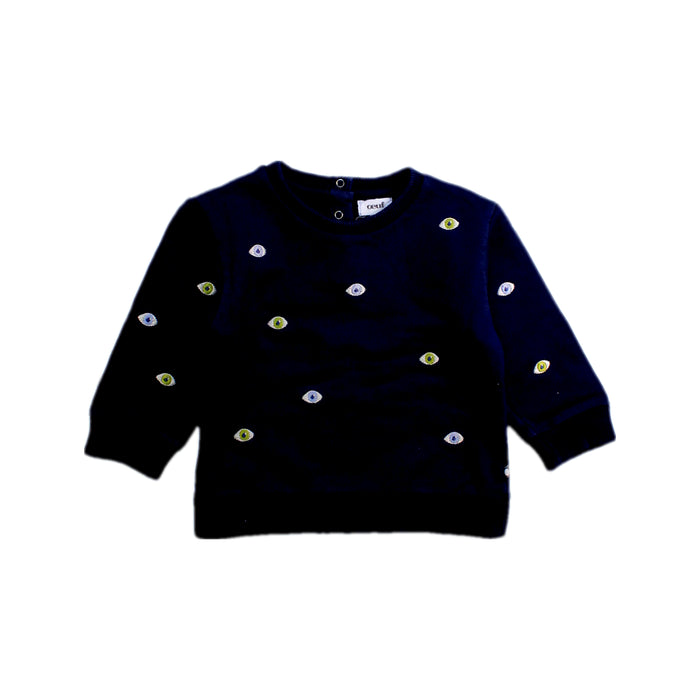 A Navy Crewneck Sweatshirts from Oeuf in size 18-24M for boy. (Front View)