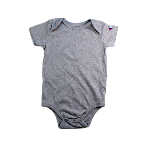 A Grey Short Sleeve Bodysuits from Champion in size 12-18M for neutral. (Front View)