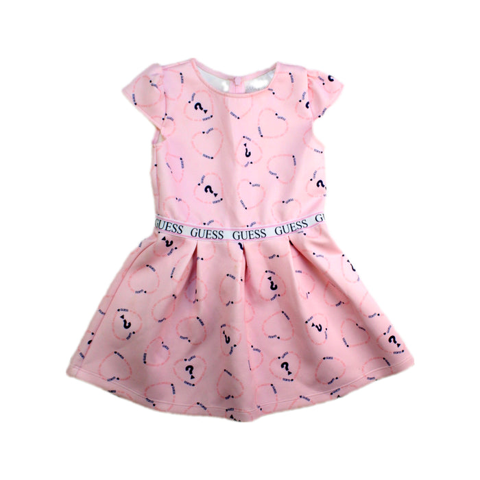 A Pink Short Sleeve Dresses from Guess in size 2T for girl. (Front View)