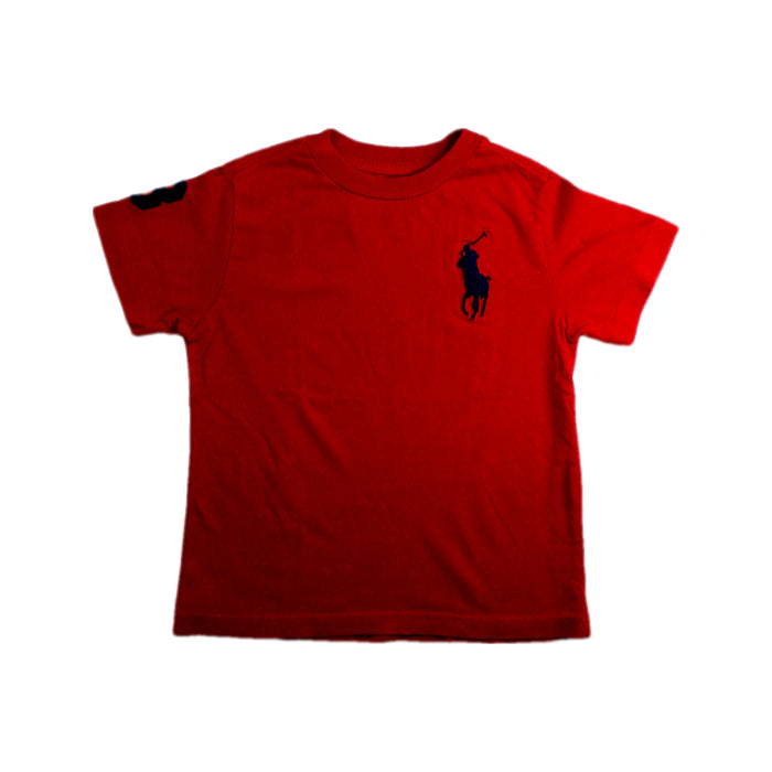 A Red Short Sleeve T Shirts from Polo Ralph Lauren in size 3T for boy. (Front View)