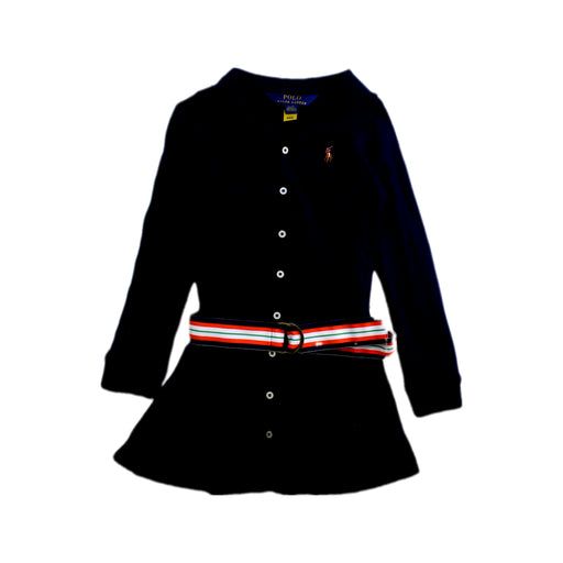 A Navy Long Sleeve Dresses from Polo Ralph Lauren in size 4T for girl. (Front View)