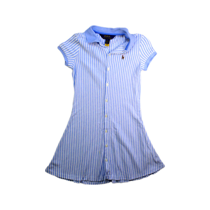 A Blue Short Sleeve Dresses from Polo Ralph Lauren in size 5T for girl. (Front View)