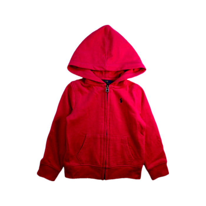 A Pink Zippered Sweatshirts from Polo Ralph Lauren in size 4T for girl. (Front View)
