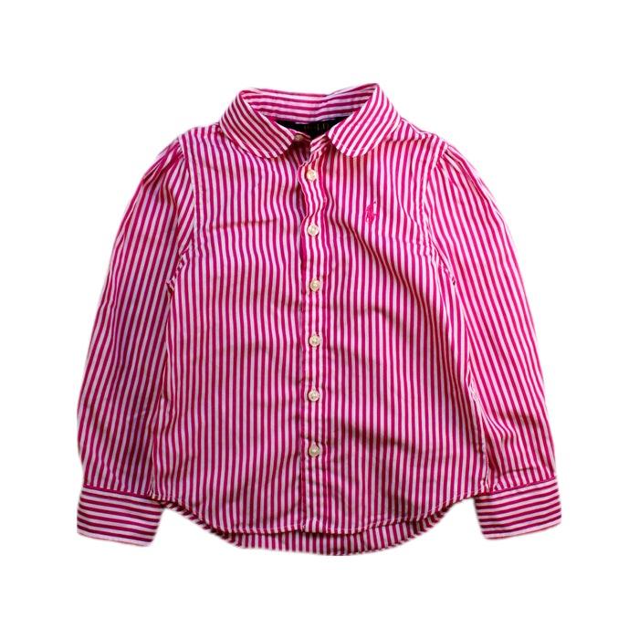 A Pink Long Sleeve Shirts from Polo Ralph Lauren in size 3T for girl. (Front View)